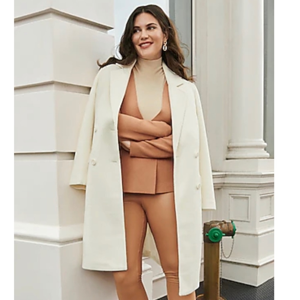 Express Wool-Blend Braided Rib Double Breasted Coat